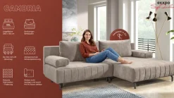 exxpo - sofa fashion Ecksofa »Cambria, B/T: 262/171 cm, hochbeiniges, modernes Design« inkl. Bettfunktion und Bettkasten, 15 cm bodenfrei, L-Form