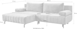 exxpo - sofa fashion Ecksofa »Cambria, B/T: 262/171 cm, hochbeiniges, modernes Design« inkl. Bettfunktion und Bettkasten, 15 cm bodenfrei, L-Form