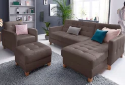 exxpo - sofa fashion Ecksofa »Elio, kompakt, bequem & zeitloses Design, Breite 217cm, L-Form« wahlweise mit Bettfunktion