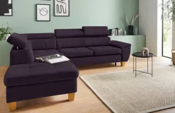 exxpo - sofa fashion Ecksofa »Enya, hoher Sitzkomfort, Breite 266cm, bequem, 12cm hohe Füße, L-Form« mit Kopfteilverstellung, wahlweise Bettfunktion u. Bettkasten