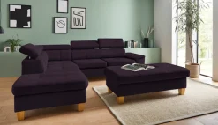 exxpo - sofa fashion Ecksofa »Enya, hoher Sitzkomfort, Breite 266cm, bequem, 12cm hohe Füße, L-Form« mit Kopfteilverstellung, wahlweise Bettfunktion u. Bettkasten