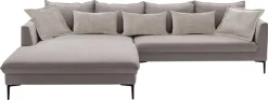 exxpo - sofa fashion Ecksofa »Piazza, elegant und edel, Designsofa mit tollem Sitzkomfort,« Longchair Ecke in hochwertiger Verarbeitung, Stellmaße 321x187 cm