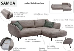 exxpo - sofa fashion Ecksofa »Samoa, bequem&modern, mit Easy-Lift-Bettfunktion, Breite 282cm, L-Form« Polsterecke inkl. Bettfunktion & Bettkasten. Komfortsitzhöhe 47cm