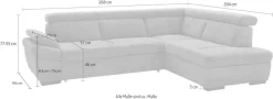 exxpo - sofa fashion Ecksofa »Salerno, klassisch modernes Funktionssofa, hoher Sitzkomfort, L-Form« inkl. Kopf- und Armteilverstellung, wahlweise mit Bettfunktion