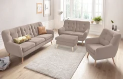 exxpo - sofa fashion Hocker »Scandi bequem und elegant mit hohem Holzfuß« bequem und elegant mit hohem Holzfuß