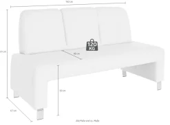 exxpo - sofa fashion Polsterbank »Intenso, Sitzbank, Breite 162 cm, wahlweise in Leder oder Textil« hohe Bodenfreiheit, frei im Raum stellbar, hoher Sitzkomfort
