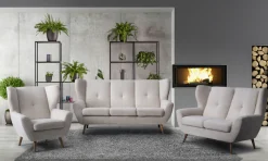 exxpo - sofa fashion Sessel »ALVESTA, Ohrensessel, Loungesessel mit hohem Sitzkomfort« gemütliche Rückenlehne, mit Knopfheftung und hohen Holzfüßen, in Cord