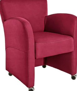 exxpo - sofa fashion Sessel »Cortado, Loungesessel auf Rollen, schmale Armlehnen, bequem« hohe Bodenfreiheit, schöne Detailverarbeitung