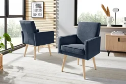 exxpo - sofa fashion Sessel »Lungo, Loungesessel mit moderner Kedernaht, bequem und elegant« Breite 64 cm, hoher Holzfuß