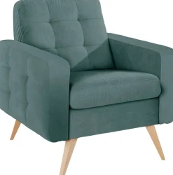 exxpo - sofa fashion Sessel »Nappa, Loungesessel, aktuelle Rückensteppung, bequem und modern« hoher Holzfuß