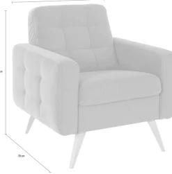 exxpo - sofa fashion Sessel »Nappa, Loungesessel, aktuelle Rückensteppung, bequem und modern« hoher Holzfuß