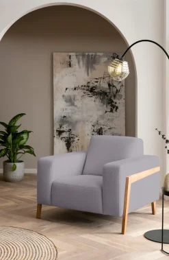 exxpo - sofa fashion Sessel »Starr, Loungesessel, Scandic Design mit Sichtholz am Armteil« im Scandinavian Design, mit Massive Holzfüße, frei im Raum stellbar