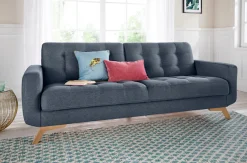 exxpo - sofa fashion 3-Sitzer »Fiord, aktuelles Design, tolle Detailverarbeitung im Sitz und Rücken« bequem, wahlweise Kippcouch mit Bettfunktion und Bettkasten, Holzfuß