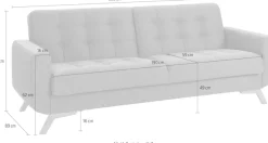 exxpo - sofa fashion 3-Sitzer »Fiord, aktuelles Design, tolle Detailverarbeitung im Sitz und Rücken« bequem, wahlweise Kippcouch mit Bettfunktion und Bettkasten, Holzfuß
