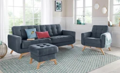 exxpo - sofa fashion 3-Sitzer »Fiord, aktuelles Design, tolle Detailverarbeitung im Sitz und Rücken« bequem, wahlweise Kippcouch mit Bettfunktion und Bettkasten, Holzfuß