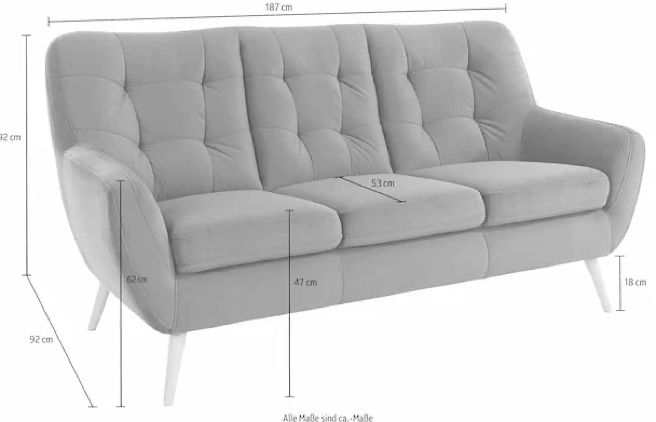 exxpo - sofa fashion 3-Sitzer »Scandi, bequem, aufwendige Rückenpolsterung für mehr Sitzkomfort« aktuelle Farben in hochwertigen Bezugsqualitäten, Holzfuß