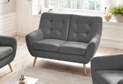 exxpo - sofa fashion 2-Sitzer »Scandi, bequem, aufwendige Rückenpolsterung für mehr Sitzkomfort« akuelle Farben in hochwertige Bezugsqualitäten, Holzfuß