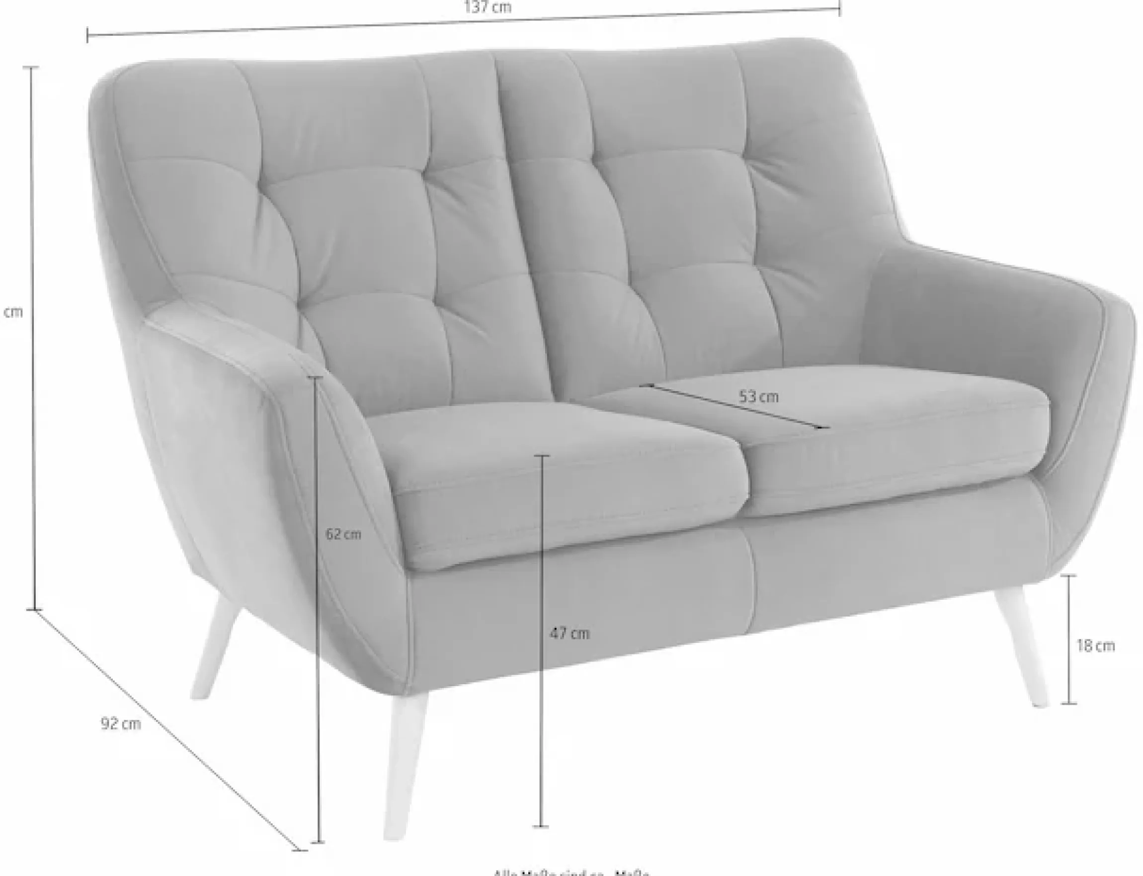 exxpo - sofa fashion 2-Sitzer »Scandi, bequem, aufwendige Rückenpolsterung für mehr Sitzkomfort« akuelle Farben in hochwertige Bezugsqualitäten, Holzfuß