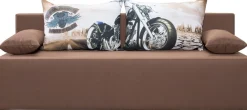 exxpo - sofa fashion 3-Sitzer »Tabou Motorrad Schlafsofa« mit Schlaffunktion und Bettkasten, inkl. loser Zier- und Rückenkissen