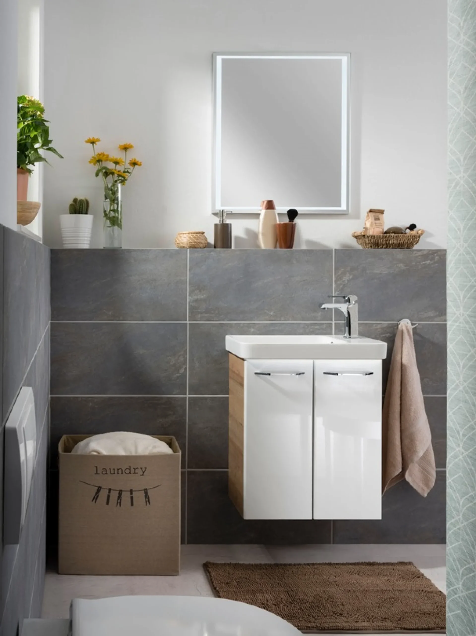 FACKELMANN Waschtisch »Mini-Gäste-WC-Set MILANO« 2-teilig,Badmöbel, Breite 55cm