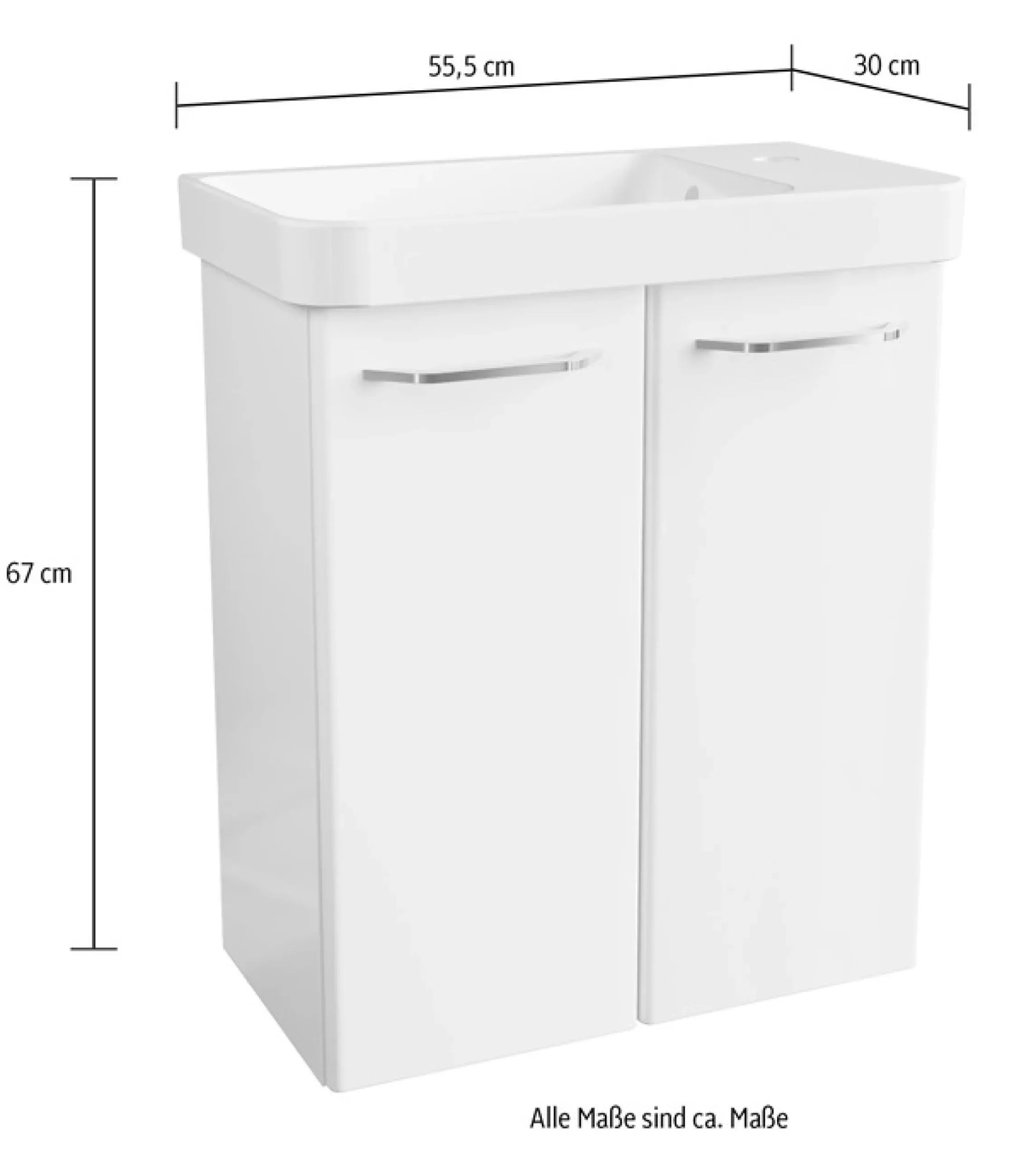 FACKELMANN Waschtisch »Mini-Gäste-WC-Set MILANO« 2-teilig,Badmöbel, Breite 55cm