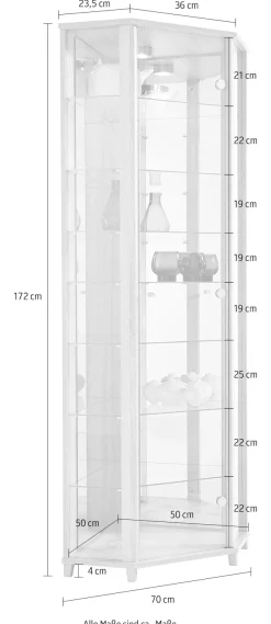 fif möbel Eckvitrine »TRIO Höhe ca. 172 cm, ink. Beleuchtung« Eckvitrine/Glasvitrine 1x Glastür, perfekt für Sammler, Sammlervitrine