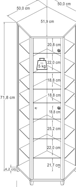 fif möbel Eckvitrine »TRIO Höhe ca. 172 cm, ink. Beleuchtung« Eckvitrine/Glasvitrine 1x Glastür, perfekt für Sammler, Sammlervitrine