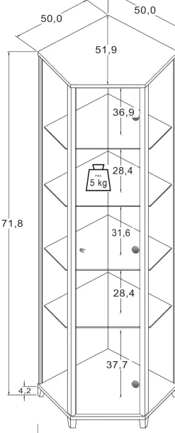 fif möbel Eckvitrine »TRIO Höhe ca. 172 cm, ink. Beleuchtung« Eckvitrine/Glasvitrine 1x Glastür, perfekt für Sammler, Sammlervitrine