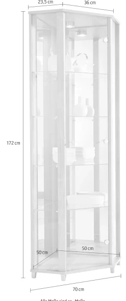 fif möbel Eckvitrine »TRIO Höhe ca. 172 cm, ink. Beleuchtung« Eckvitrine/Glasvitrine 1x Glastür, perfekt für Sammler, Sammlervitrine