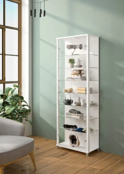 fif möbel Vitrine »Optima« Standvitrine, Glastüren, 7 Böden, LED, vielseitig, perfekt für Sammler