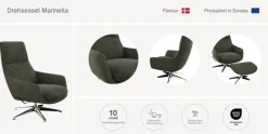 FLEXLUX Drehsessel »Marinella, Relaxsessel, Entspannung mit Premium-Komfort« Drehbar, Mit Liegefunktion, Robuster Aluminiumfuß, Brescia Stoff