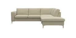 FLEXLUX Ecksofa »Fiore, L-Form« breite Armlehnen, Füße Alu/Eiche, B/T 241/225 cm, Kaltschaum im Sitz