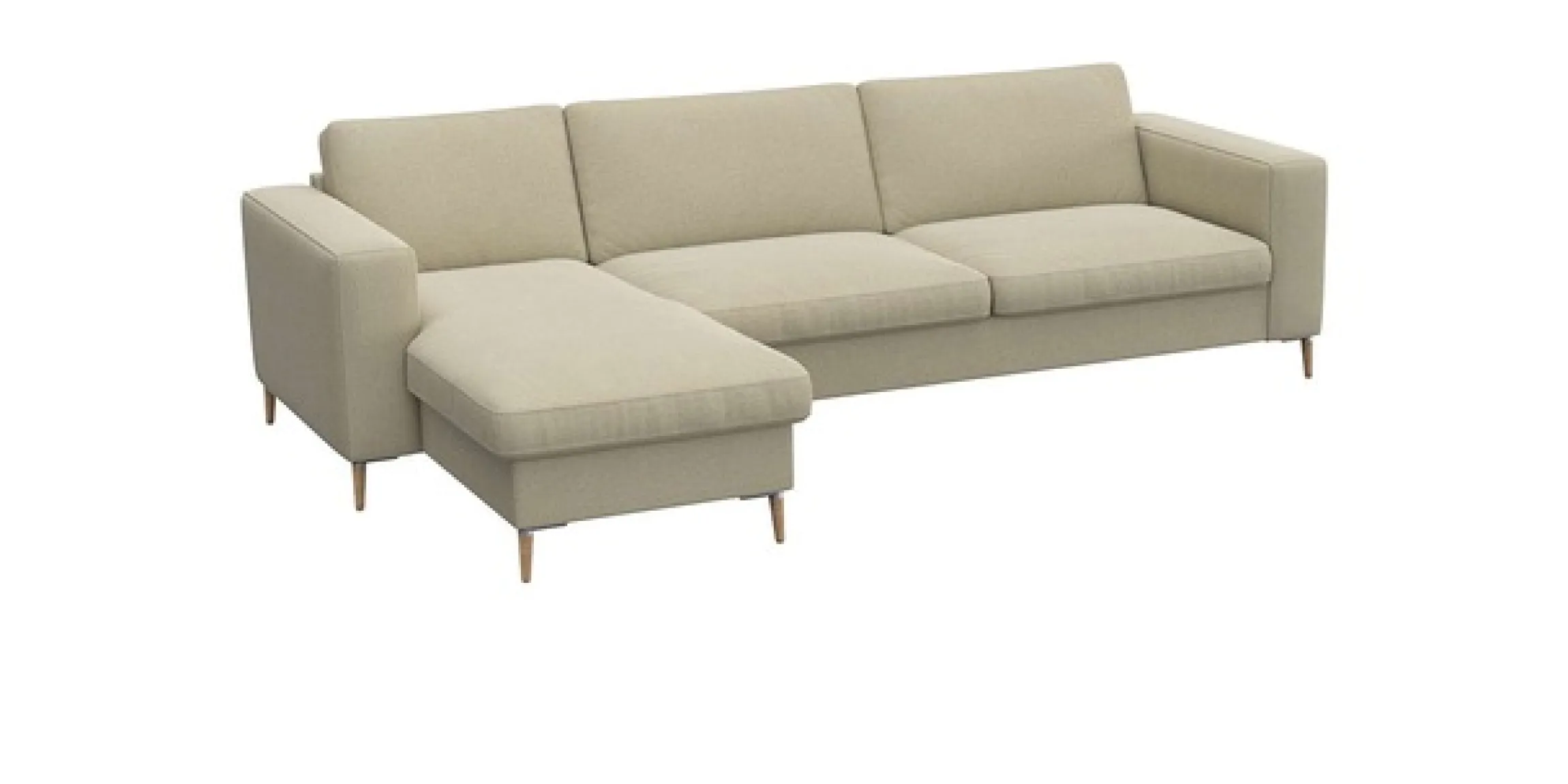 FLEXLUX Ecksofa »Fiore, Sitzaufbau mit hochwertigem Kaltschaum für mehr Sitzkomfort« breite Armlehnen, L-Form, Füße Alu+ Eiche