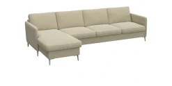 FLEXLUX Ecksofa »Fiore, super Sitzkomfort durch Kaltschaum im Sitz, L-Form« schmale Armlehnen, Füße Alu