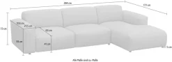 FLEXLUX Ecksofa »Lucera bequem und komfortabel durch hochwertigen Sitzaufbau, L.Form« modern & anschmiegsam, Kaltschaum, Stahl-Wellenunterfederung