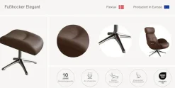 FLEXLUX Fußhocker »Elegant, Beinstütze, Entspannung, Skandinavisch, Ultimativer Komfort« Organische Formen, Robuster Schwarzer fuß, Weicher Stoff, Echtleder