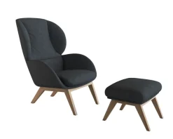 FLEXLUX Polsterhocker »Adria« Fuß Eiche, Fußhocker für Ohrensessel