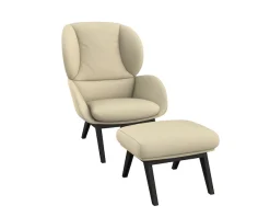FLEXLUX Polsterhocker »Adria« Fuß schwarz, Fußhocker für Ohrensessel