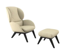 FLEXLUX Polsterhocker »Adria« Fuß schwarz, Fußhocker für Ohrensessel