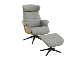 FLEXLUX Relaxsessel »Clement Rücken u. Kopfverstellung, ergonomisch, Airchannels,« Rücken- & Kopfteilverstellung, Drehbar, Armlehne Eiche, Fuß Schwarz