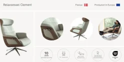 FLEXLUX Relaxsessel »Clement Rücken u. Kopfverstellung, ergonomisch, Airchannels,« Rücken- & Kopfteilverstellung, Drehbar, Armlehne Eiche, Fuß Schwarz