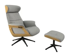 FLEXLUX Relaxsessel »Clement Rücken u. Kopfverstellung, ergonomisch, Airchannels,« Rücken- & Kopfteilverstellung, Drehbar, Armlehne Eiche, Fuß Schwarz