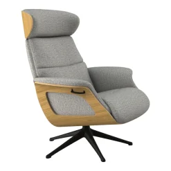 FLEXLUX Relaxsessel »Clement Rücken u. Kopfverstellung, ergonomisch, Airchannels,« Rücken- & Kopfteilverstellung, Drehbar, Armlehne Eiche, Fuß Schwarz
