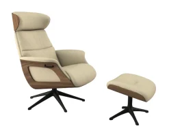 FLEXLUX Relaxsessel »Rücken u. Kopfverstellung, ergonomisch, Airchannels, klasse Komfort« Rücken- & Kopfteilverstellung, Drehbar, Armlehne Walnuss, Fuß Schwarz