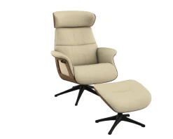 FLEXLUX Relaxsessel »Rücken u. Kopfverstellung, ergonomisch, Airchannels, klasse Komfort« Rücken- & Kopfteilverstellung, Drehbar, Armlehne Walnuss, Fuß Schwarz