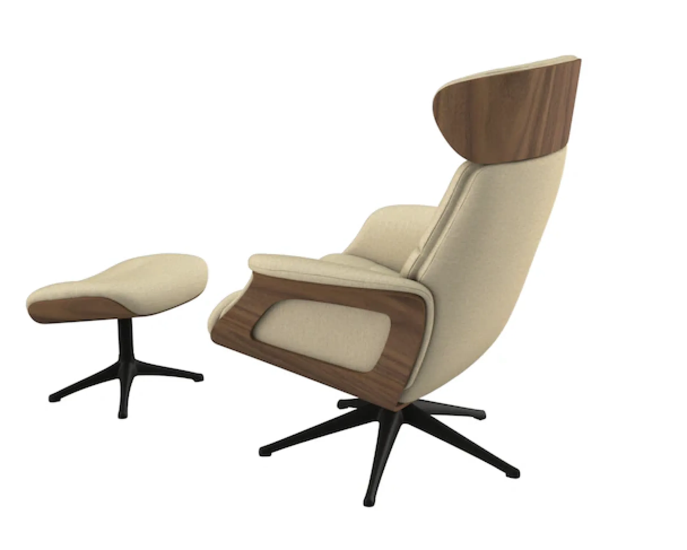 FLEXLUX Relaxsessel »Rücken u. Kopfverstellung, ergonomisch, Airchannels, klasse Komfort« Rücken- & Kopfteilverstellung, Drehbar, Armlehne Walnuss, Fuß Schwarz