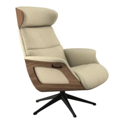 FLEXLUX Relaxsessel »Rücken u. Kopfverstellung, ergonomisch, Airchannels, klasse Komfort« Rücken- & Kopfteilverstellung, Drehbar, Armlehne Walnuss, Fuß Schwarz