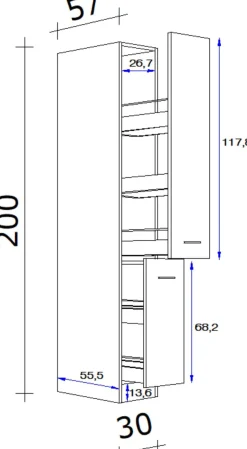 Flex-Well Apothekerschrank »Lund« 1 Stk. tlg. (B x H x T) 30 x 200 x 57 cm, mit 5 Ablagen