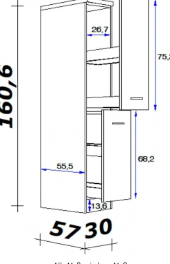 Flex-Well Apothekerschrank »Vintea« (B x H x T) 30 x 161 x 60 cm, mit 4 Ablagen