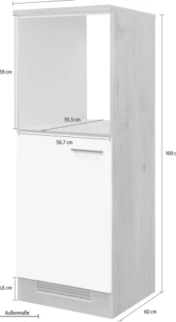 Flex-Well Backofen/Kühlumbauschrank »Vintea« (B x H x T) 60 x 168,5 x 60 cm, mit Metallgriffen